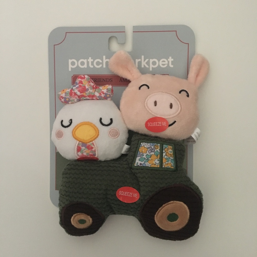 Dog Toys Tractor Pig Chicken 3 Squeaky Plush NEW with Squeakers by Patchwork